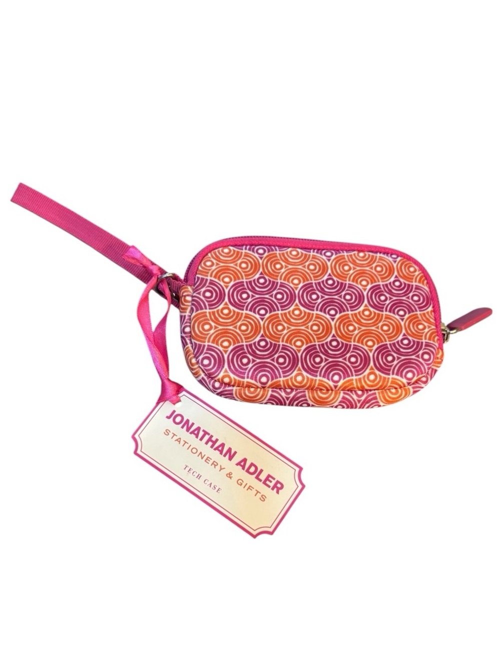 Jonathan Adler small neoprene credit card coin tech case pink orange NEW